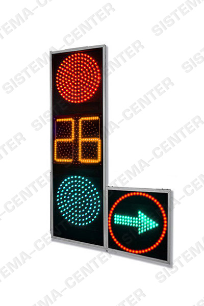 Photo T.1l1/Т.1r1 vehicle road traffic light with additional panel complete with TOOV