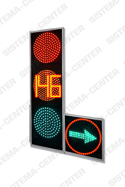 Photo T.1l2/Т.1r2 vehicle road traffic light with additional panel complete with TOOV